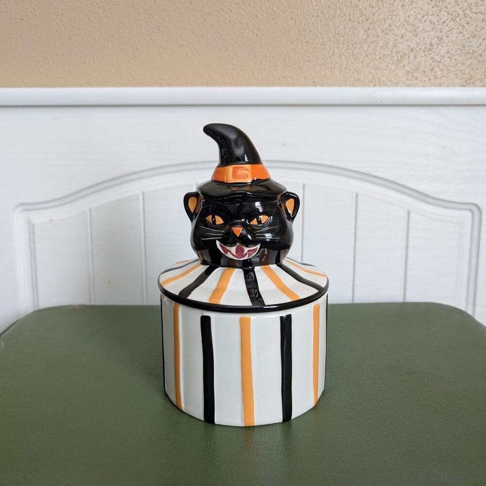 Potter's Studio Vintage Style Black Cat Halloween Canister